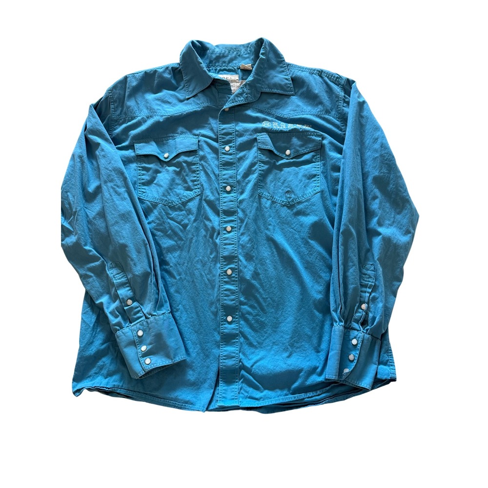 Vintage Roper Turquoise Pearl Snap Western Shirt Mens Large